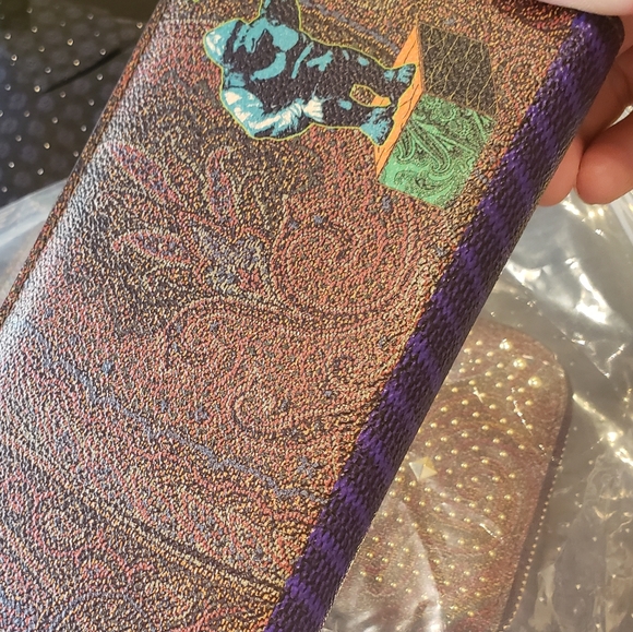 $650 Etro Paisley Gorilla Print Zip Around Continental Long Wallet Made In Italy - Picture 5 of 6